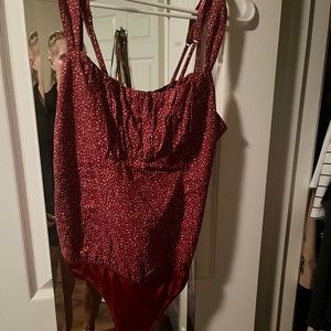 NWT Abercrombie red pattern bodysuit